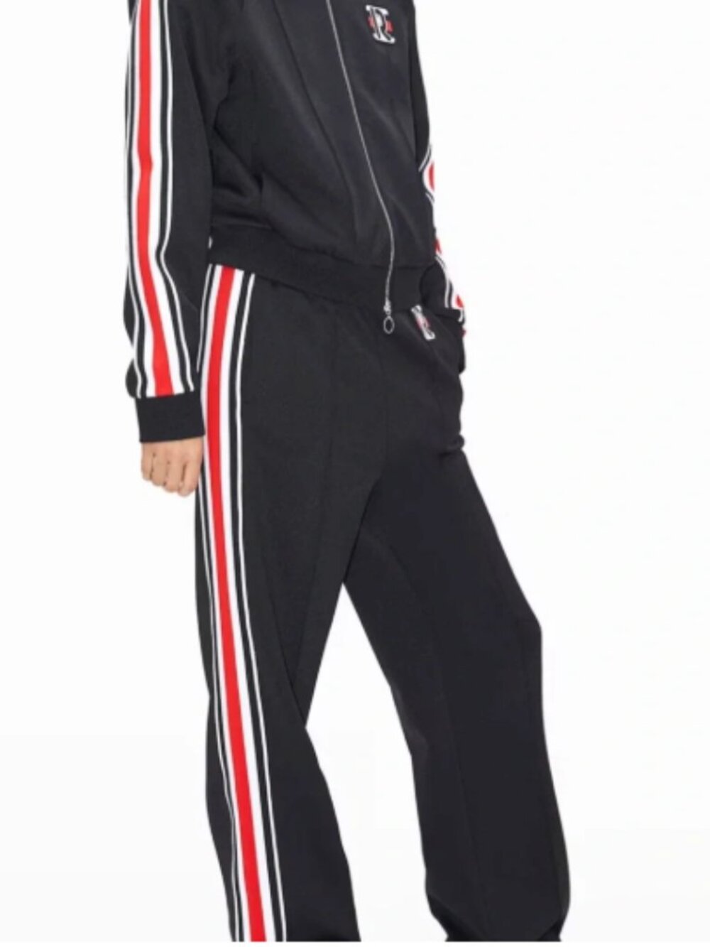 Rabanne x H&M Black Appliquéd Baggy Track Pants - Size Medium